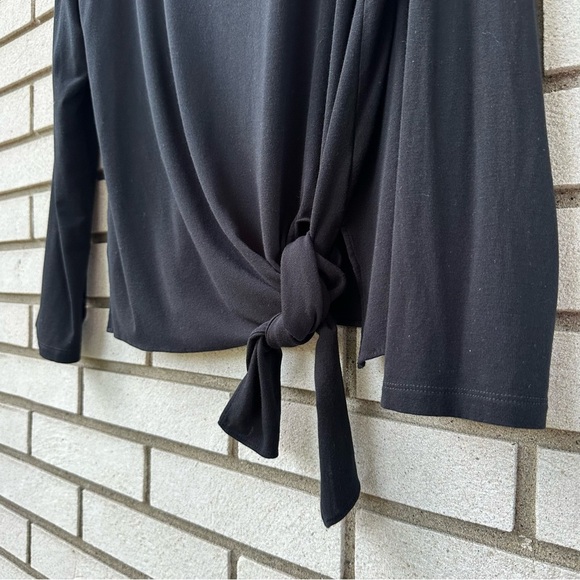 Theory Serah K Black Side Tie Long Sleeve Jersey Knit Top Womens Small Chic - Picture 6 of 11